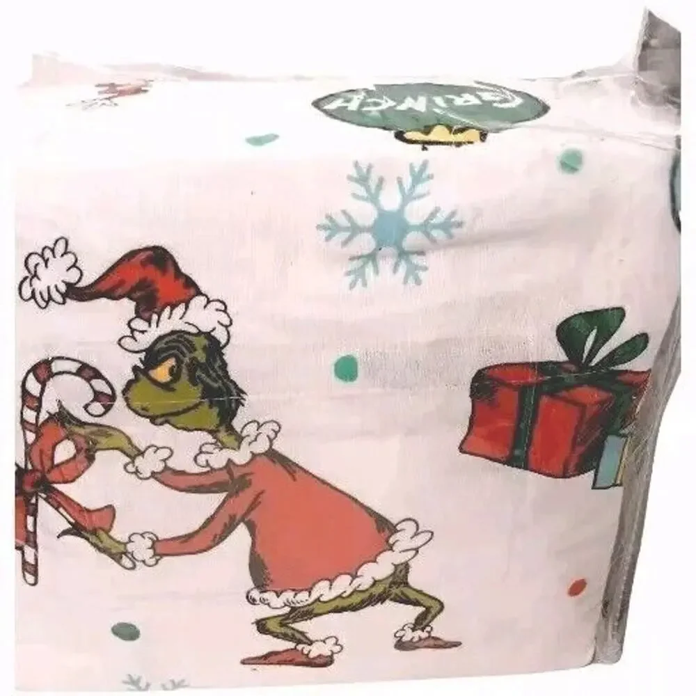 THE‎ GRINCH Christmas Sheet Set Sz Full Flannel Cotton 3 Pc Holiday Warm SUESS